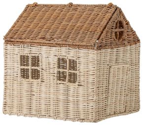 Bloomingville Mini dollhouse with lid rattan height 30 cm width 25 cm length 30 cm natural