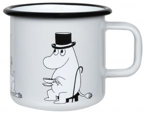 Muurla Moomins Retro Moominpapa cup / mug enamel 0.37 l gray, black, white