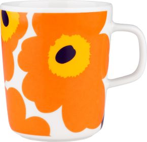 Marimekko Unikko Oiva cup / mug 0.25 l cream, orange, yellow (60th anniversary)