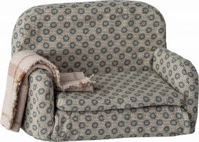 Maileg doll furniture sofa bed grey, green