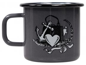 Makia Clothing Moomins anchor cup / mug enamel 0.37 l gray, black, white