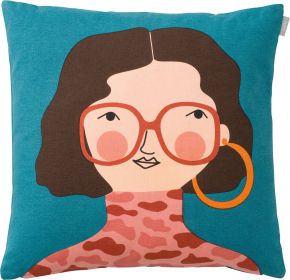 Spira of Sweden Kompiskudde Hedda cushion cover (oeko-tex) 47x47 cm turquoise, black, pink, rust red