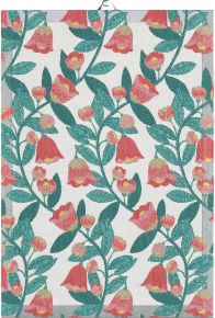 Ekeklund Spring Wave Flower tea towel (oeko-tex) 35x50 cm green, pink, yellow, white