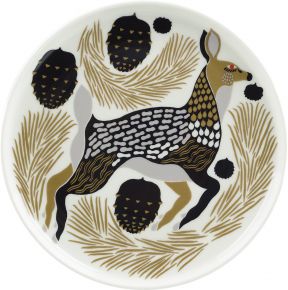 Marimekko Peura (deer) Oiva plate Ø 20 cm cream white, coal, mud, light grey, red