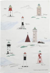 Almedahls Swedish lighthouses tea towel 47x70 cm multicolored, white