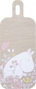 Muurla Moomins flower field cutting board / serving board 13x33 cm with 2 motifs beige, pink, yellow