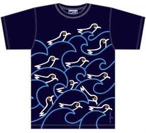 Bo Bendixen Unisex T-Shirt blue Swimming Seagulls