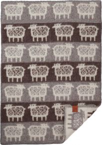 Klippan Sheep Stripe Baby woollen blanket 65x90 cm (oeko-tex) brown / grey