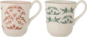 Bloomingville mug Christmas ornament 0.3 l red, blue, cream set of 2 Beth