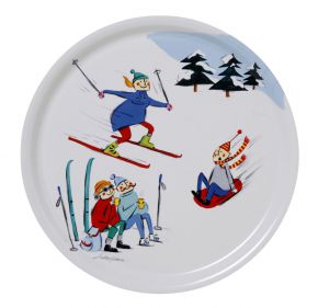 Bengt & Lotta Winter Life tray Ø 31 cm white, black, multicolored