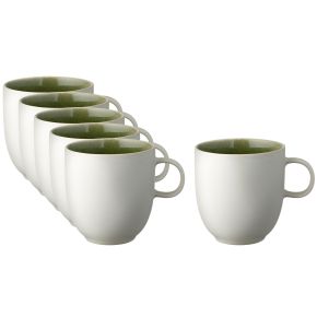 Studio Round North cup / mug 0.3 l with handle 0.33 l matt white, glossy coloured moss 6 pcs