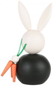 Aarikka Easter bunny with carrots height 16 cm black, cream white, orange