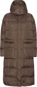 Ilse Jacobsen Ladies winter coat down filling with detachable hood / recycled chocolate brown WALK11