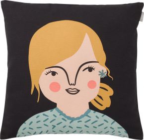 Spira of Sweden Kompiskudde Ida cushion cover (oeko-tex) 47x47 cm black, mustard, pink, green