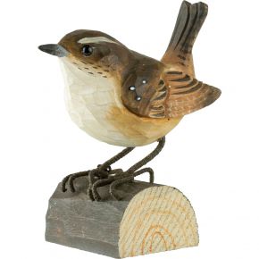 Wildlife Garden DecoBird wren hand carved