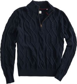 REDGREEN Man Sweater 5GG cotton with collar and 1/4 zipper dark navy Jean