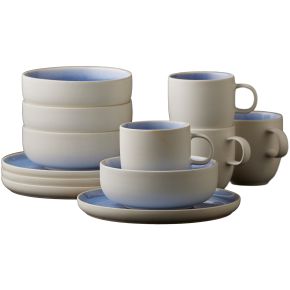 Studio Round North breakfast tableware set 12 pcs matt white, glossy coloured river