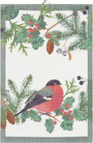 Ekelund Christmas & Winter Bullfinch tea towel (oeko-tex) 40x60 cm