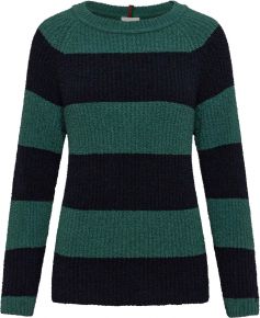REDGREEN Ladies sweater round neck block stripes Kimberly mid green striped