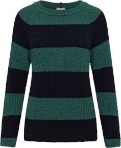 REDGREEN Ladies sweater crew neck block stripes Kimberly mid green striped
