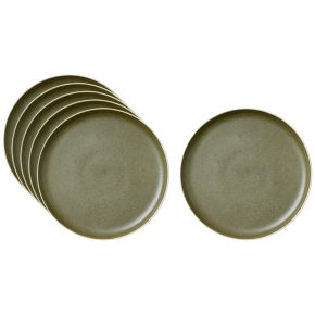 Studio Round North plate Ø 21 cm matt white, matt coloured moss 6 pcs
