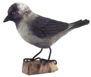 Wildlife Garden DecoBird western jackdaw hand carved