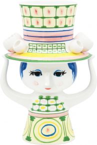 Bjørn Wiinblad Lady with hat vase height 24.5 cm green, multicolored