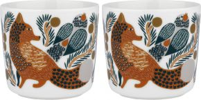 Marimekko Ketunmarja (fox berry) Oiva mug without handle 0.2 l 2 pcs cream white, brown, dark green