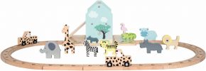 Jabadabado Safari 2 Cars & Road & 9 Animals Set wood