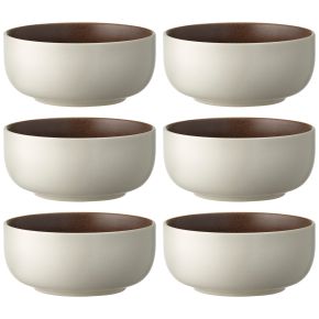 Studio Round North bowl Ø 11 cm matt white, matt coloured bark 6 pcs