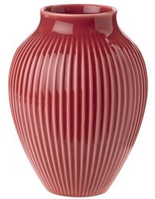 Knabstrup Keramik vase grooves height 12.5 cm