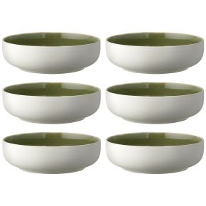 Studio Round North bowl Ø 19 cm matt white, glossy coloured moss 6 pcs