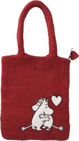 Klippan Moomins in love felt bag handmade 30x35 cm red