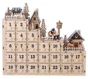 Bloomingville Advent calendar height 33 cm length 38 cm depth 10 cm spear wood Richie