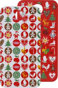Bengt & Lotta Ornaments cutting board / serving board 20x40 cm red / white multicolored with 2 diffe
