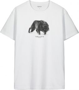 Makia Clothing x Danny Larsen Men wolf print T-Shirt white / black Lupus