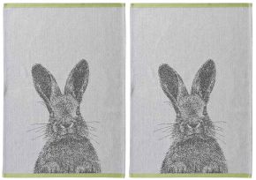 Finlayson rabbit tea towel (eco-tex) 50x70 cm 2 pieces white, black