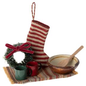 Maileg Christmas cuddly set in box red, green, beige, brown