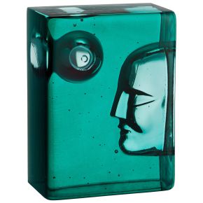 Kosta Boda Artist Collection Azur Moon height 15 cm width 6.5 cm length 11 cm petrol blue