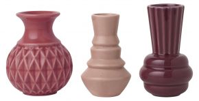Dottir Nordic Design Samsurium Minibell miniature vase set of 3 red, pink, maroon