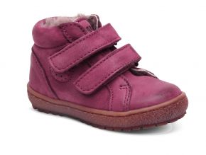Bisgaard girls kids leather sneaker with fur & velcro pink