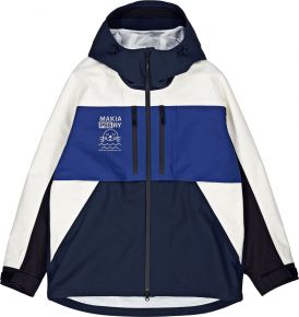 Makia Clothing Unisex Rain Jacket Lootholma 3L blue, white Special Edition for Archipelago & Lakes