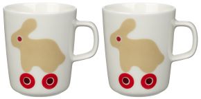 Marimekko Rulla (roll) Oiva mug 0.25 l 2 pcs cream, light beige, red