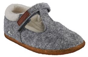 Viking Footwear Girl kids slipper with velcro & lining Mime grau, weiß