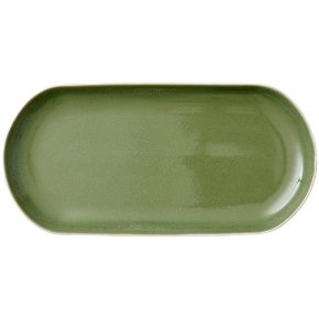 Studio Round North dish 19x38 cm matt white, glossy coloured moss