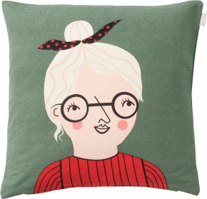 Spira of Sweden Kompiskudde Bodil cushion cover (eco-tex) 47x47 cm green, pink, red, off white, blac