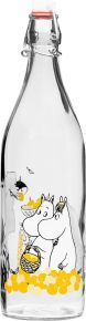 Muurla Moomin Fruits glass bottle 1 l yellow, clear