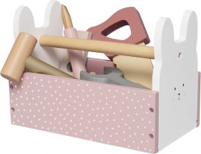 Jabadabado tool box bunny pink, white wood 16 pcs 21x12x15 cm