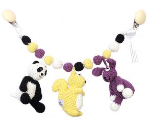 Naturezoo Crocheted Pram Chain Panda, Squirrel & Rabbit
