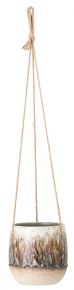 Bloomingville flower pot stoneware for hanging Ø 16.5 cm brown, cream